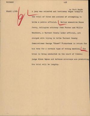 Primary view of object titled '[News Script: Bribery]'.