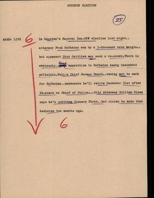 Primary view of object titled '[News Script: Houston Election]'.