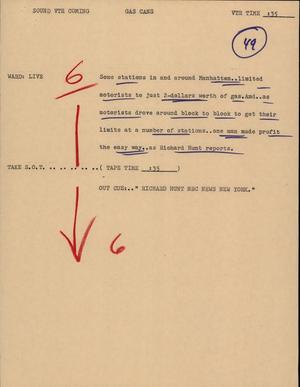 Primary view of object titled '[News Script: Gas Cans]'.