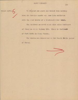 Primary view of object titled '[News Script: Olney Fatality]'.