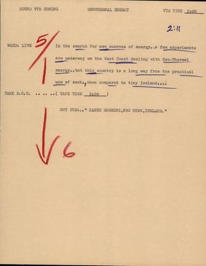 Primary view of object titled '[News Script: Geothermal Energy]'.