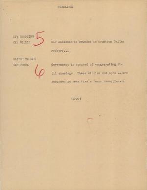 Primary view of object titled '[News Script: Headlines]'.