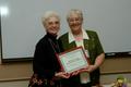 Primary view of [Elsie Wiley presents award to Mitchell County Immunization Coalition]
