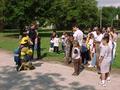 Photograph: [Children surround firefighter at ILD event]