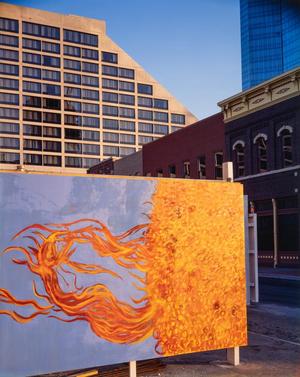 Primary view of object titled '[A painted mural on Houston St. in Fort Worth]'.