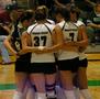 Thumbnail image of item number 1 in: '[UNT volleyball team huddles on the court]'.