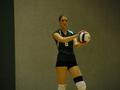 Photograph: [Katy Prokof prepares to serve volleyball]