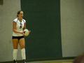 Photograph: [Brooke Engel prepares to serve volleyball]