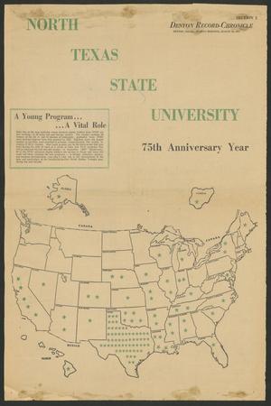 Primary view of object titled '[Clipping: North Texas State University 75th Anniversary Year]'.