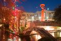 Primary view of [Holiday lights on the San Antonio River Walk Bridge]