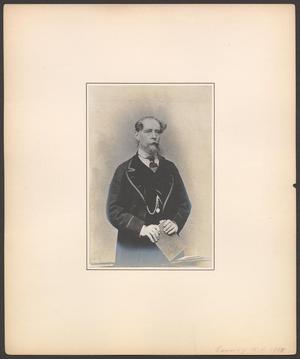 Primary view of object titled '[Portrait of Charles Dickens holding a book]'.