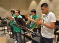 Thumbnail image of item number 1 in: '[Students play trumpet at 2012 Mariachi Aguilitas camp]'.