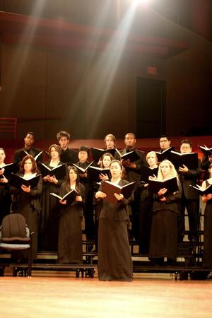 Primary view of object titled '[A Cappella Choir performs "Me-Na-Ri"]'.