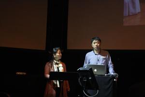 Primary view of object titled '[Lu Minjie and Bai Xiaomo present "Introduction of Our New Media Arts"]'.
