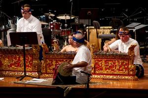 Primary view of object titled '[Bwana Kumala Gamelan performs at Global Rhythms concert, 7]'.
