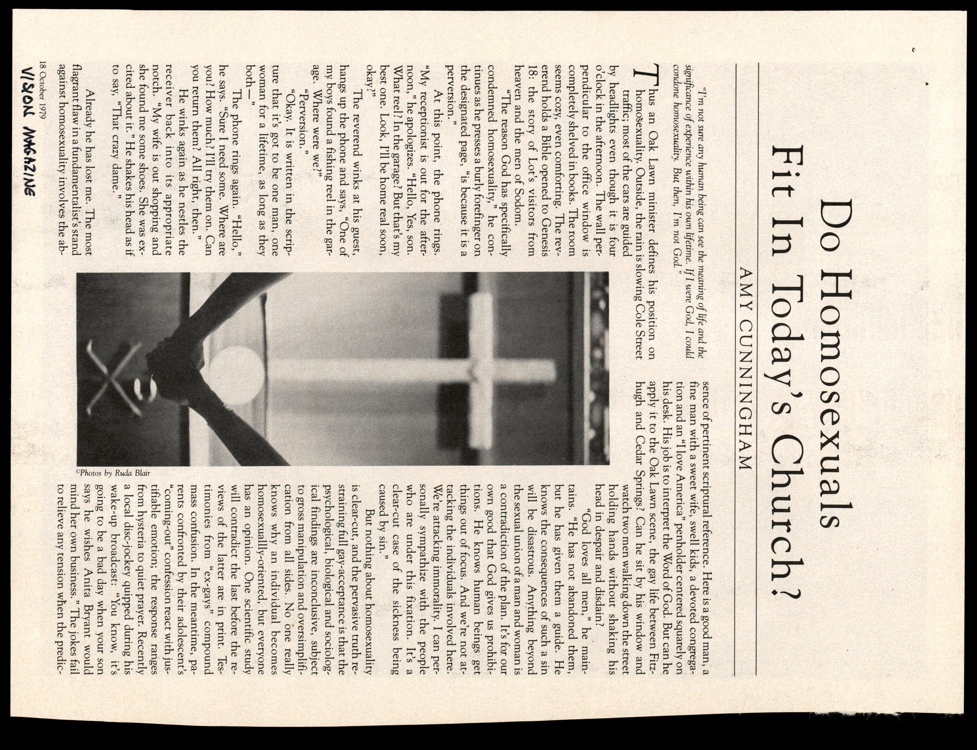 [Clipping: Do Homosexuals Fit in Today's Church?]
                                                
                                                    [Sequence #]: 1 of 6
                                                