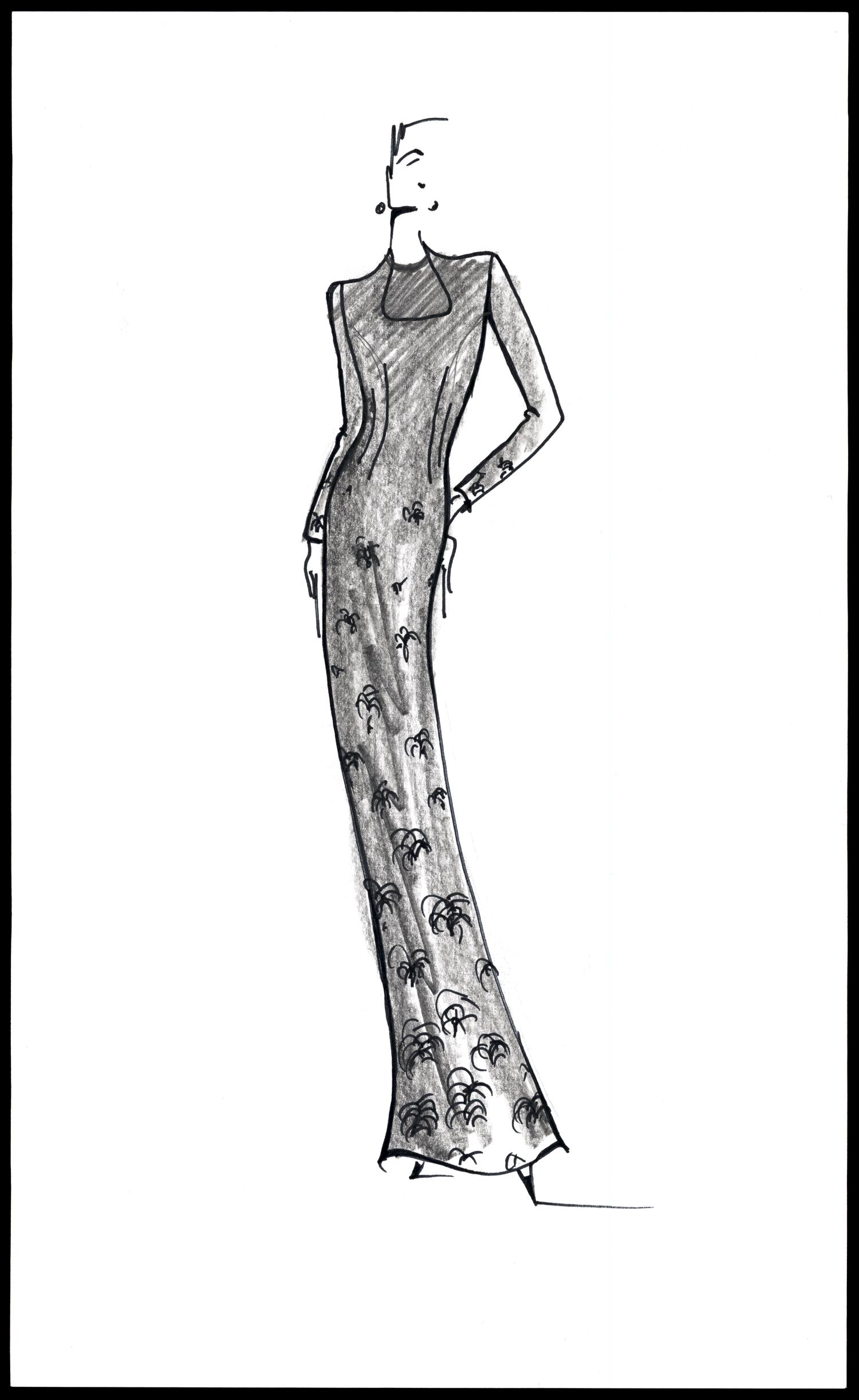 [Sketch created by Michael Faircloth of a dress for Laura Bush]
                                                
                                                    [Sequence #]: 1 of 2
                                                
