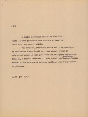 Primary view of object titled '[News Script: JC's]'.