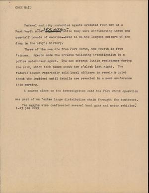 Primary view of object titled '[News Script: Coke Raid]'.