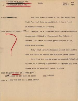 Primary view of object titled '[News Script: Steer]'.