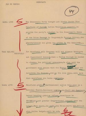Primary view of object titled '[News Script: Democrats]'.