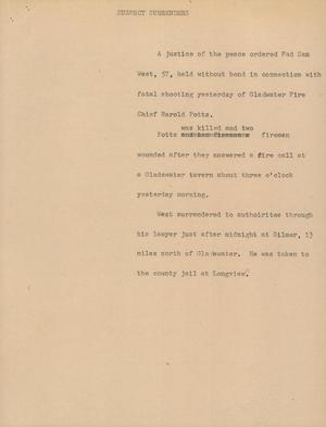 Primary view of object titled '[News Script: Suspect Surrenders]'.