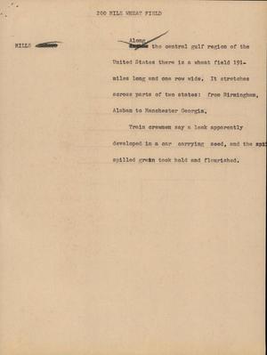 Primary view of object titled '[News Script: 200 Mile Wheat Field]'.