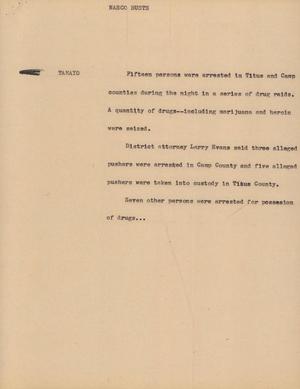 Primary view of object titled '[News Script: Narco Busts]'.
