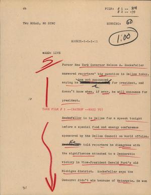 Primary view of object titled '[News Script: Rocky]'.
