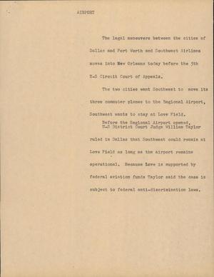Primary view of object titled '[News Script: Airport]'.