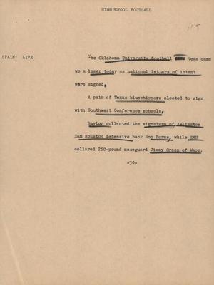 Primary view of object titled '[News Script: High school football]'.