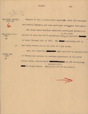 Primary view of object titled '[News Script: Planes]'.