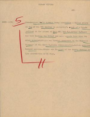 Primary view of object titled '[News Script: Pan Am Victims]'.