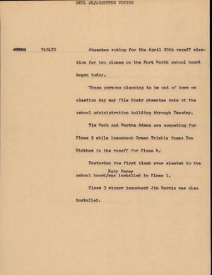 Primary view of object titled '[News Script: Absentee Voting]'.