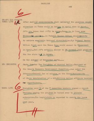 Primary view of object titled '[News Script: Gasoline]'.