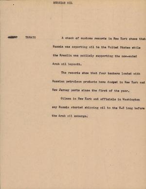 Primary view of object titled '[News Script: Russian oil]'.
