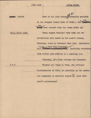 Primary view of object titled '[News Script: Fink week]'.