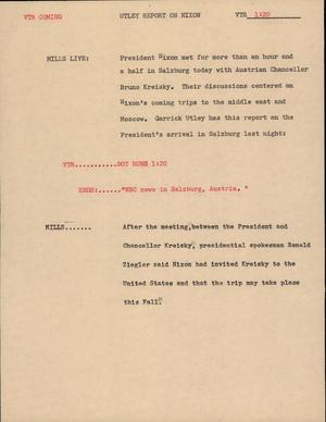 Primary view of object titled '[News Script: Utley report on Nixon]'.