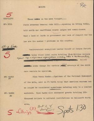 Primary view of object titled '[News Script: Briefs]'.