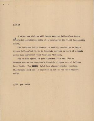 Primary view of object titled '[News Script: Pan AM]'.