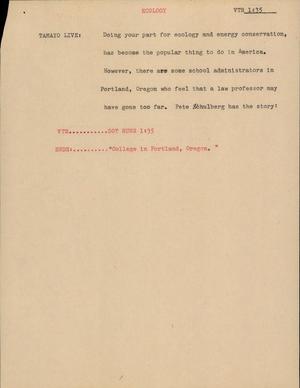 Primary view of object titled '[News Script: Ecology]'.