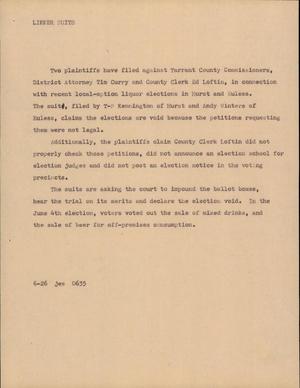 Primary view of object titled '[News Script: Liker suits]'.