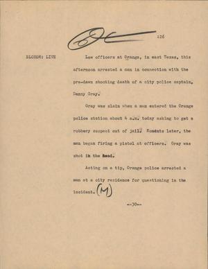 Primary view of object titled '[News Script: Danny Gray]'.