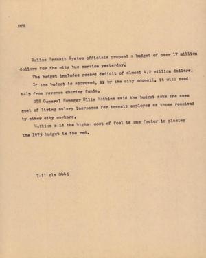 Primary view of object titled '[News Script: DTS]'.