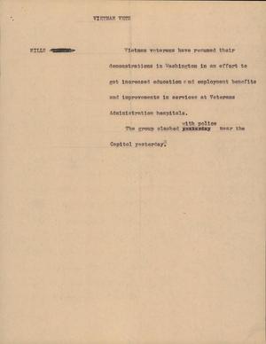 Primary view of object titled '[News Script: Vietnam vets]'.