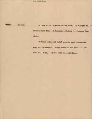 Primary view of object titled '[News Script: Another fire]'.