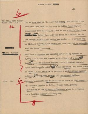 Primary view of object titled '[News Script: Burney suspect]'.