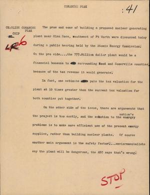 Primary view of object titled '[News Script: Comanche park]'.