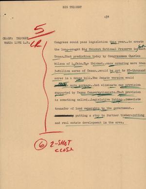 Primary view of object titled '[News Script: Big Thicket]'.