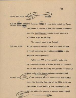 Primary view of object titled '[News Script: Briscoe]'.